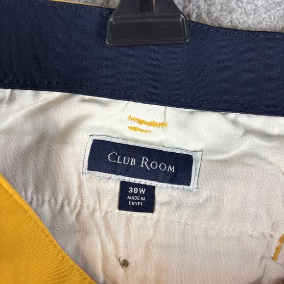 Club Room Mens Chino Shorts 38X9 Gold Khakis Flat Front 4 Way Stretch - Picture 9 of 11